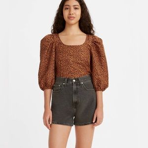 Levi’s KAILA PUFF SLEEVE BLOUSE Leopard Size Medium